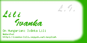 lili ivanka business card
